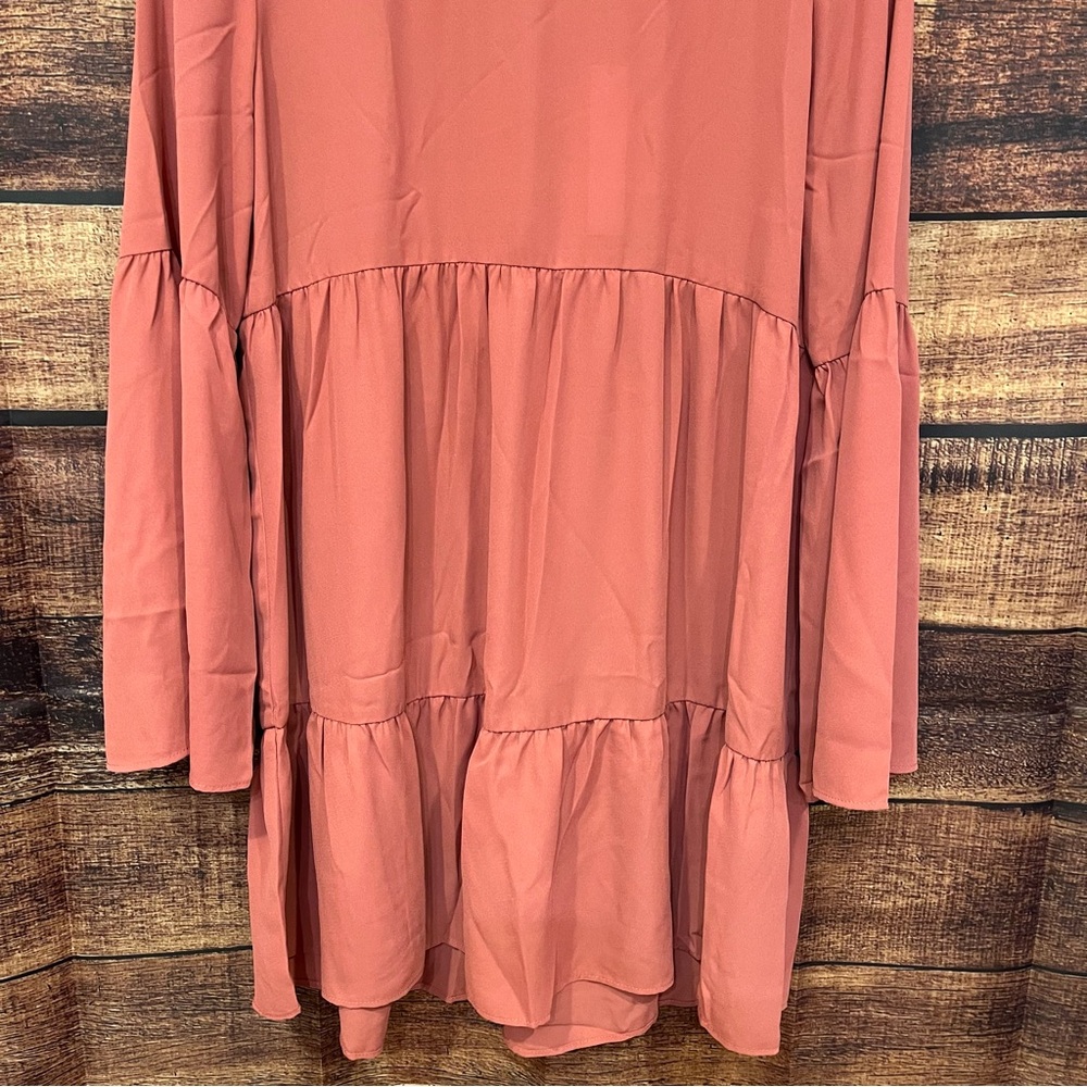 Mauve Tiered Midi Shift Dress Three Eighty Two Size Large - Picture 2 of 8